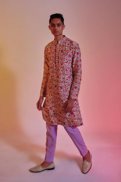 sva by sonam and paras modi menswear men Kurta With Embellished Collar And Pants ivory online shopping melange singapore indian designer wear
