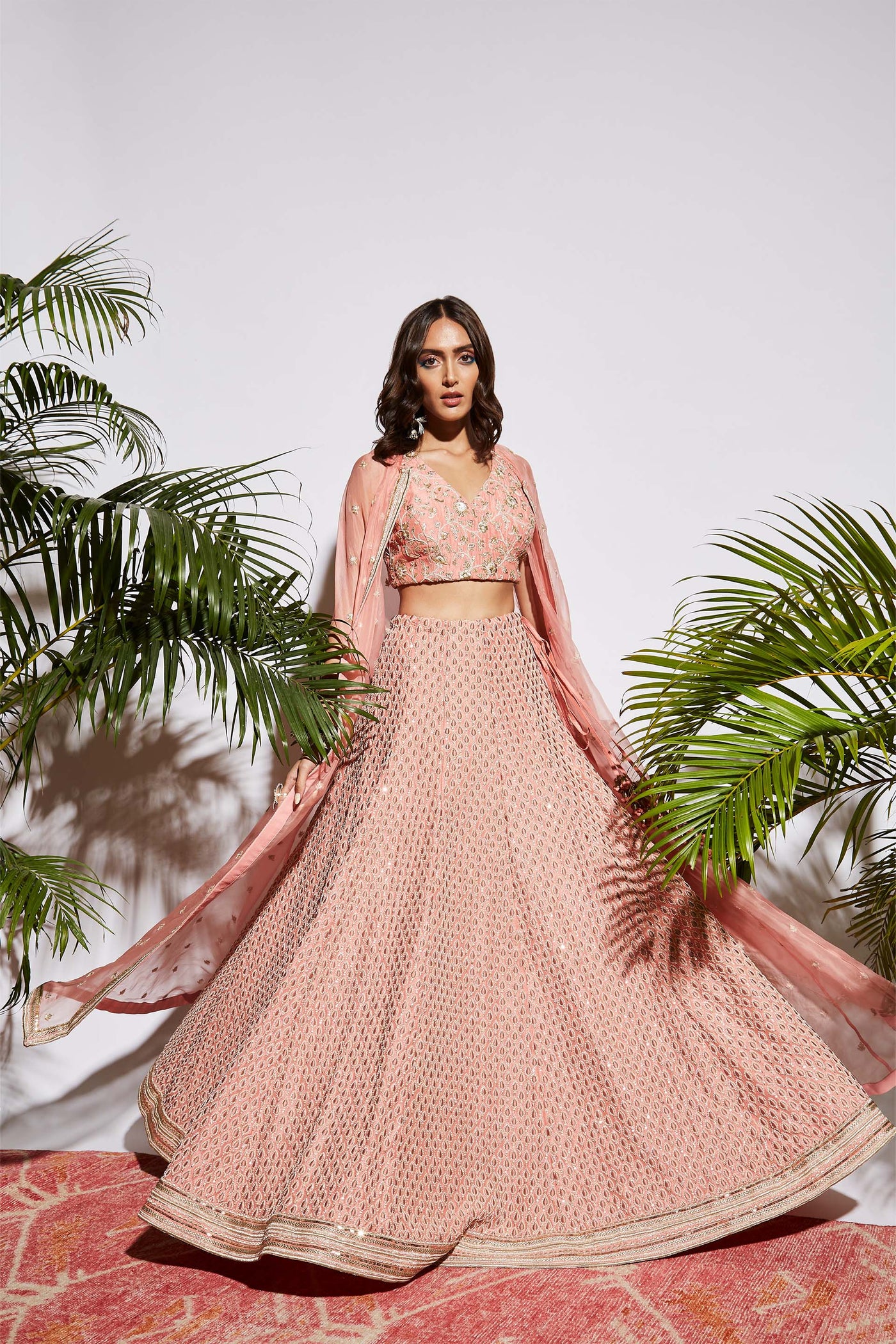 sva by sonam and paras modi Light Pink Lehenga And Blouse Set wedding bridal indian designer wear online shopping melange singapore