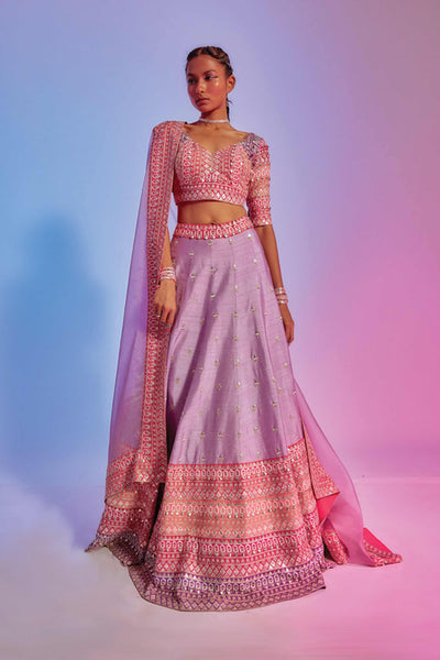 sva by sonam and paras modi Lilac Embellished Lehenga Set online shopping melange singapore indian designer wear