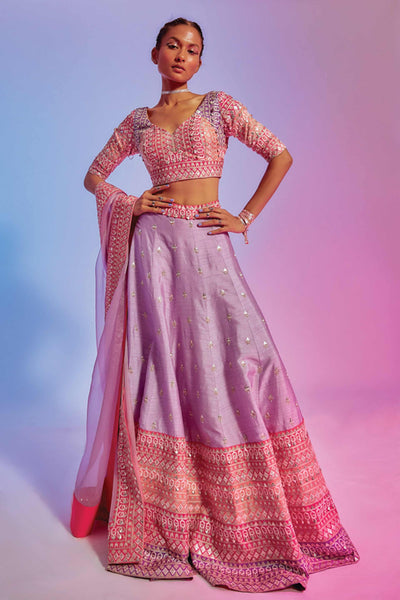 sva by sonam and paras modi Lilac Embellished Lehenga Set online shopping melange singapore indian designer wear