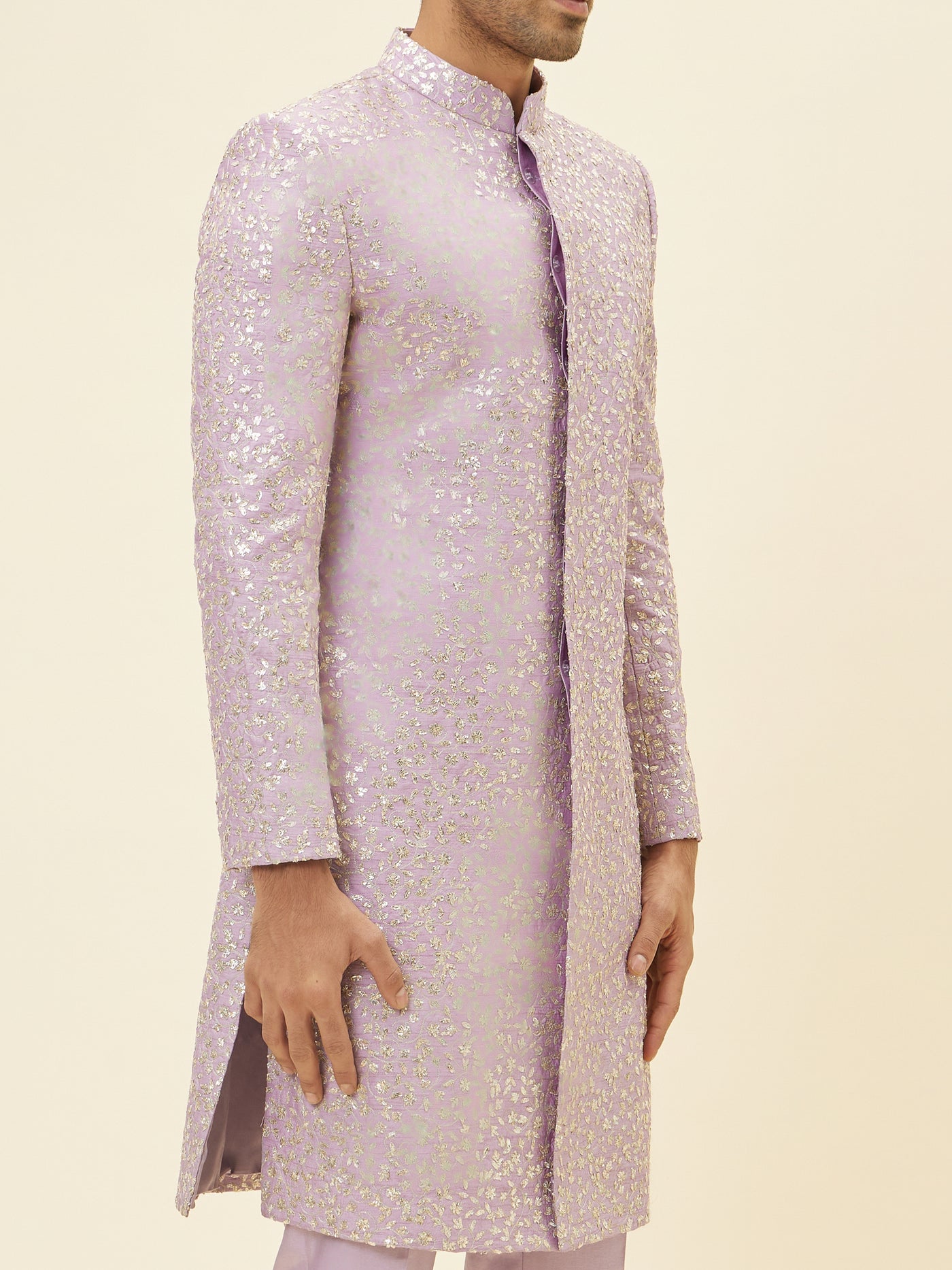 SVA Lilac Emb Jaal Sherwani With Lilac Pants indian designer fashion online shopping melange singapore
