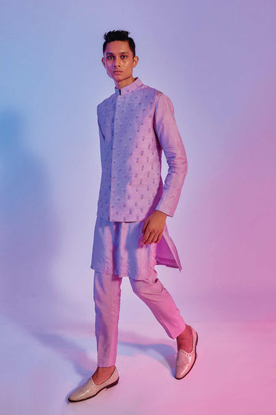 sva by sonam and paras modi menswear men Intricate Embellished Bundi Lilac online shopping melange singapore indian designer wear