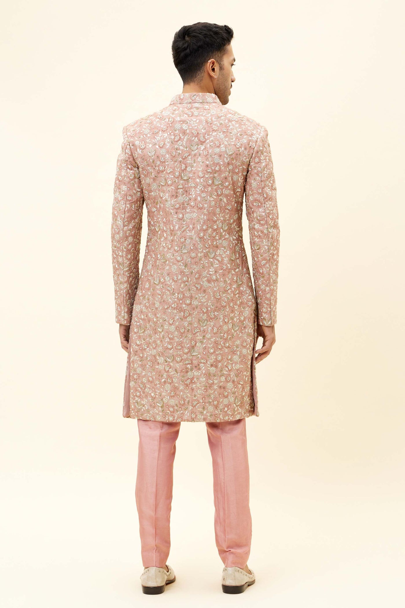 SVA Old rose self embroidered sherwani with pants Indian designer fashion online shopping melange singapore