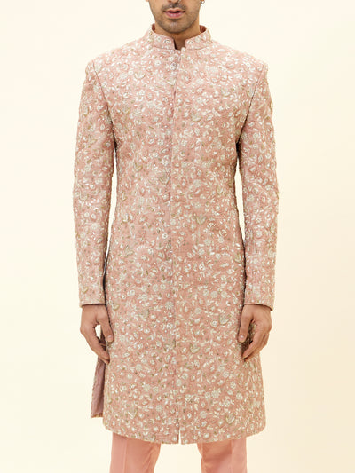 SVA Old rose self embroidered sherwani with pants Indian designer fashion online shopping melange singapore