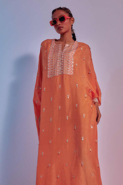 sva by sonam and paras modi Orange Embellished Summer Silk Kaftan online shopping melange singapore indian designer wear