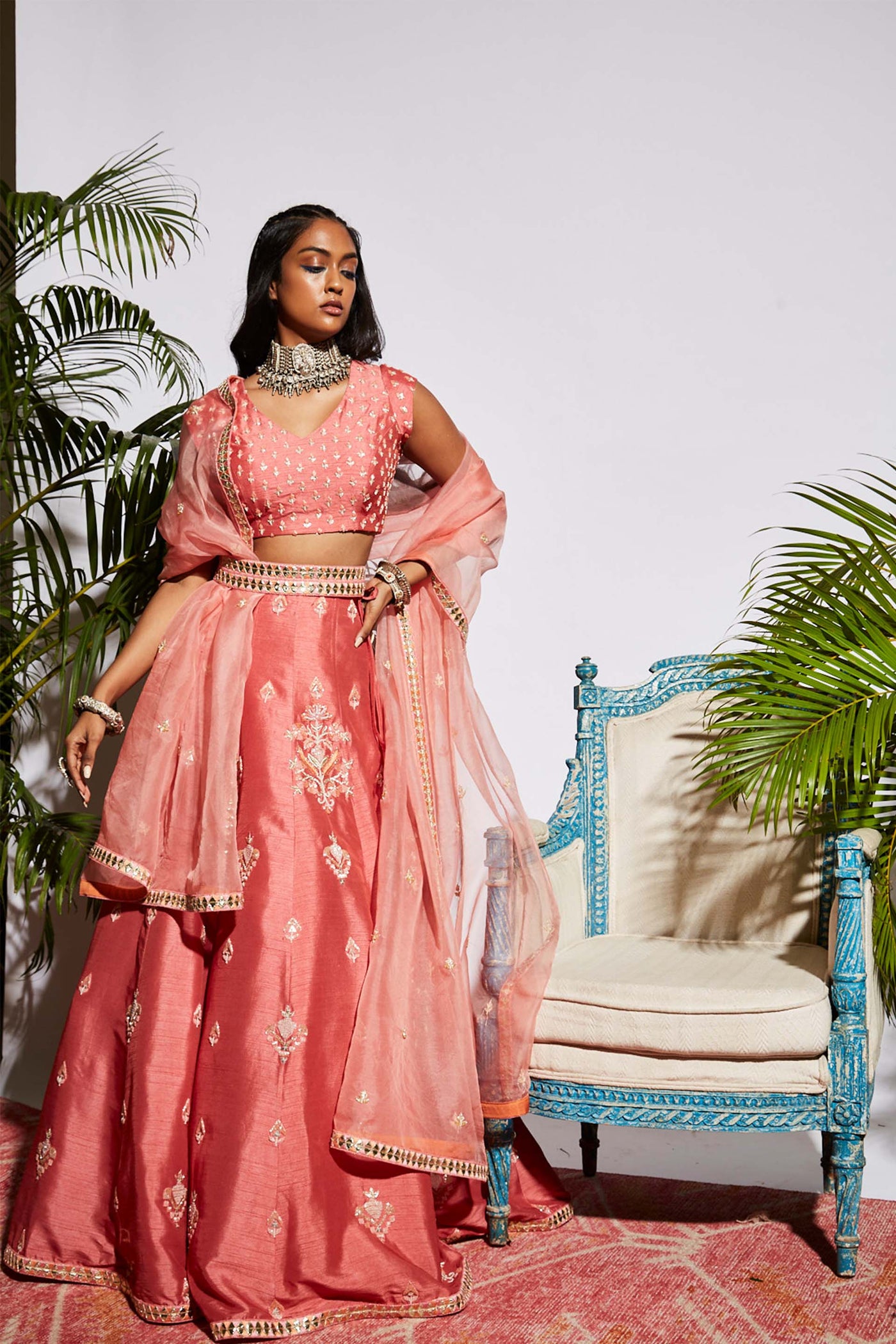 sva by sonam and paras modi Pink Assorted Butta Lehenga Set wedding bridal indian designer wear online shopping melange singapore