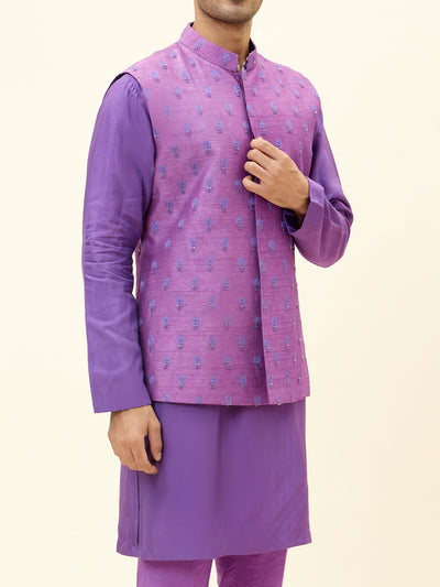 SVA Purple Butti Embroidered Bundi indian designer fashion online shopping melange singapore