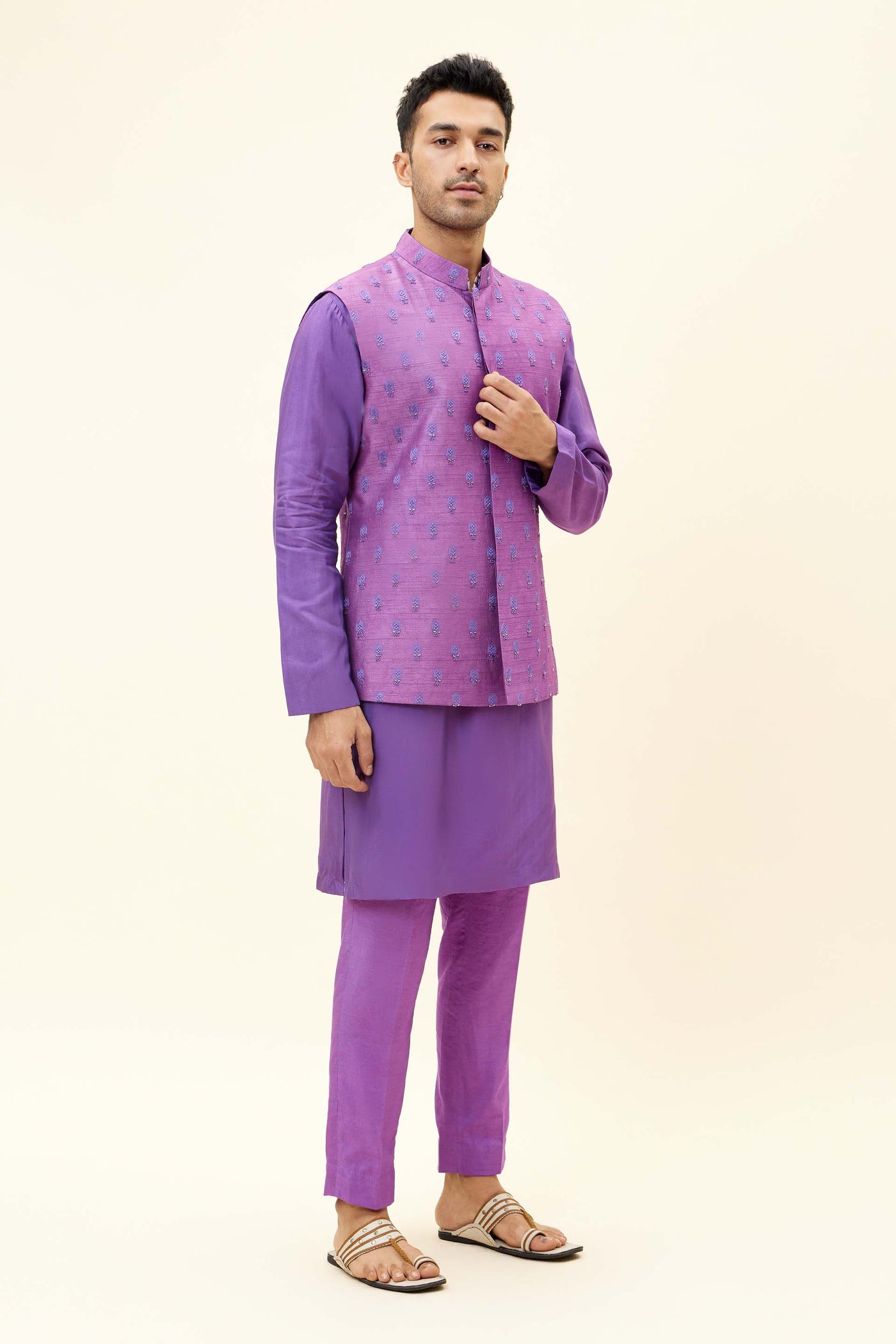 SVA Purple Butti Embroidered Bundi indian designer fashion online shopping melange singapore