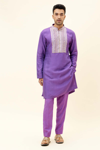 SVA Purple Kurta With Emb Yoke With Pants Indian designer fashion online shopping melange singapore