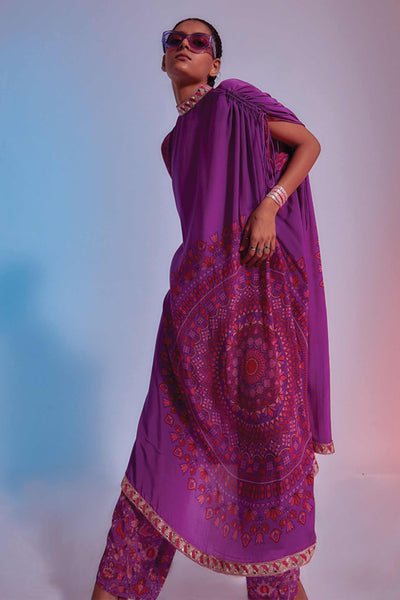 sva by sonam and paras modi Purple Ravi Print Kaftan With Printed Pants online shopping melange singapore indian designer wear