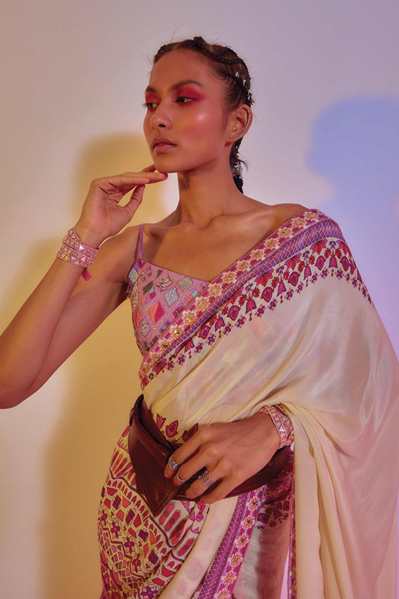 sva by sonam and paras modi Ivory Saanjh Floral Print Saree online shopping melange singapore indian designer wear