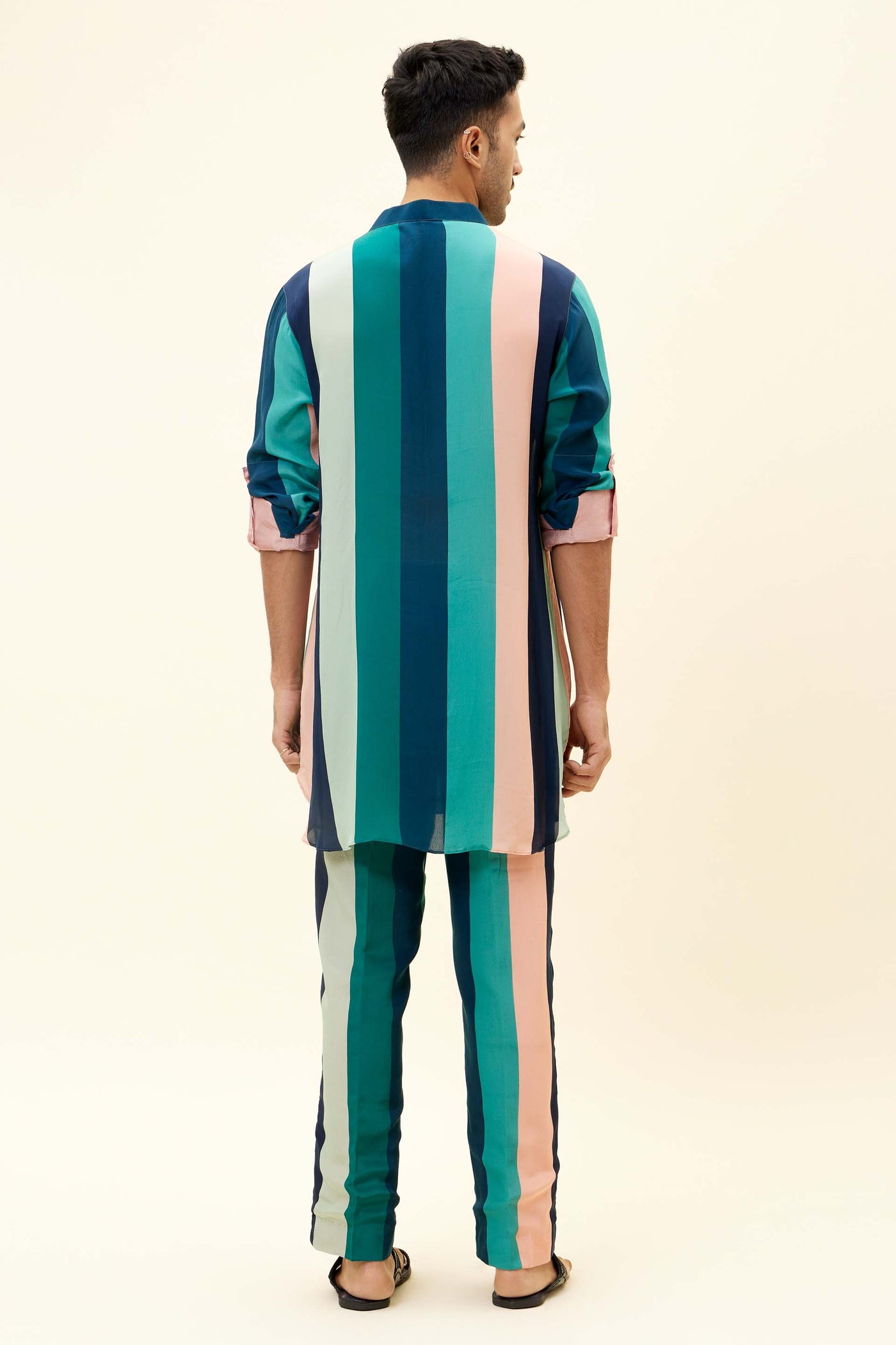 SVA Stripes print short shirt style kurta with pants Indian designer fashion online shopping melange singapore
