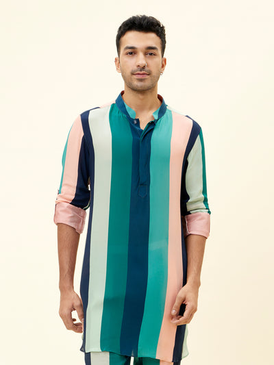 SVA Stripes print short shirt style kurta with pants Indian designer fashion online shopping melange singapore