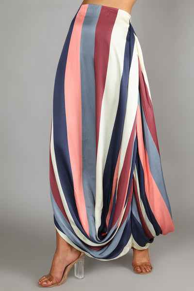 Stripe Printed Skirt Set With Jacket