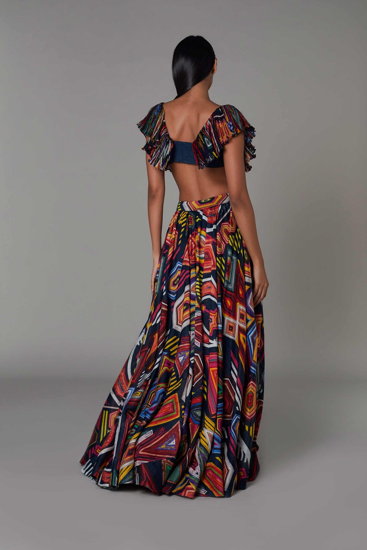 Saaksha and kinni Abstract Print Bralette multicolor western indian designer wear online shopping melange singapore