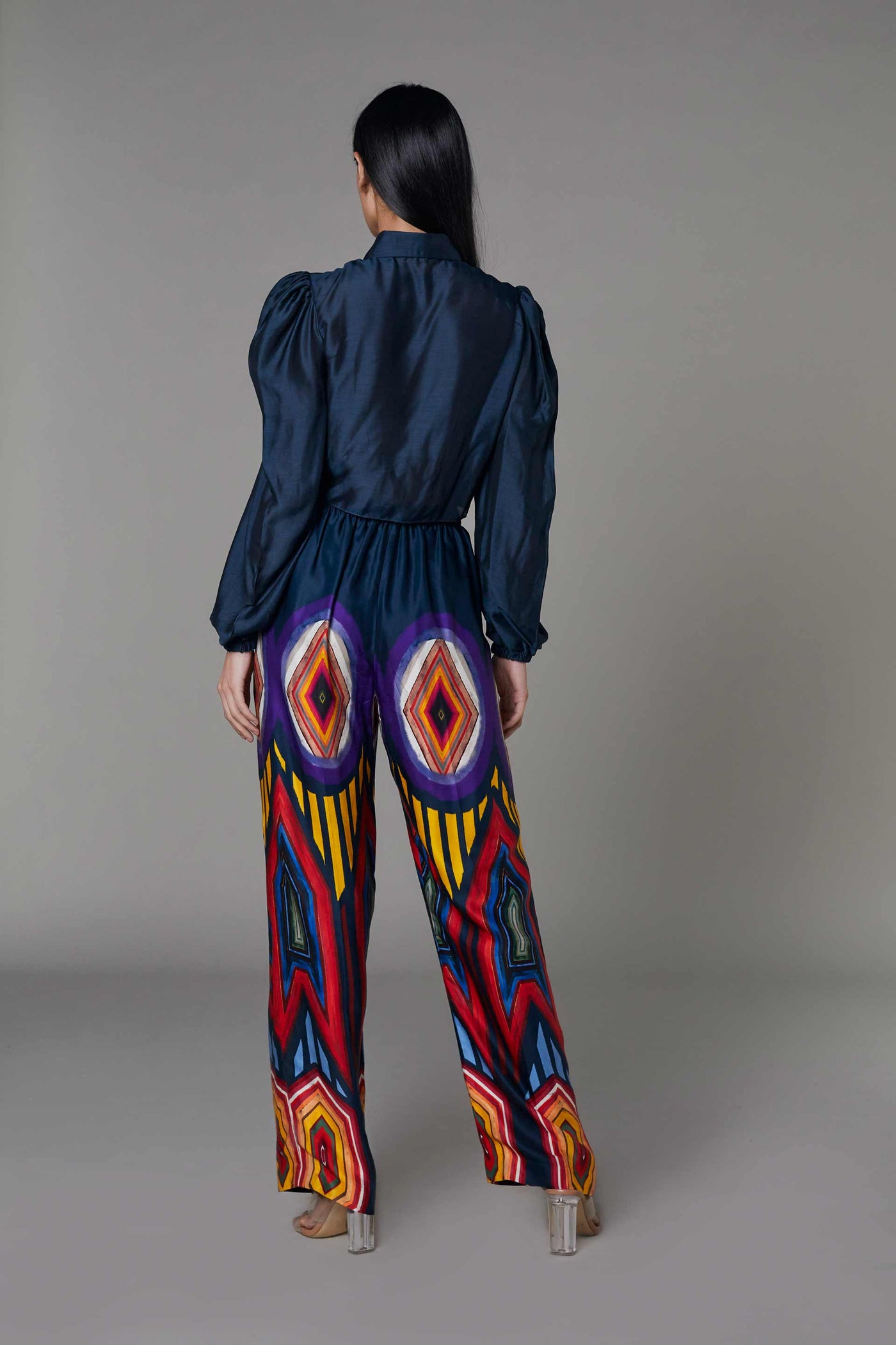 saaksha and kinni Abstract Print Trousers western indian designer wear multicolor online shopping melange singapore