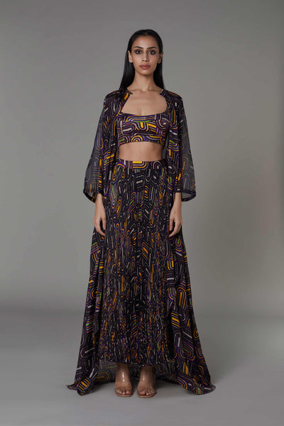 saaksha and kinni Semi Circle Print Bustier purple western indian designer wear online shopping melange singapore
