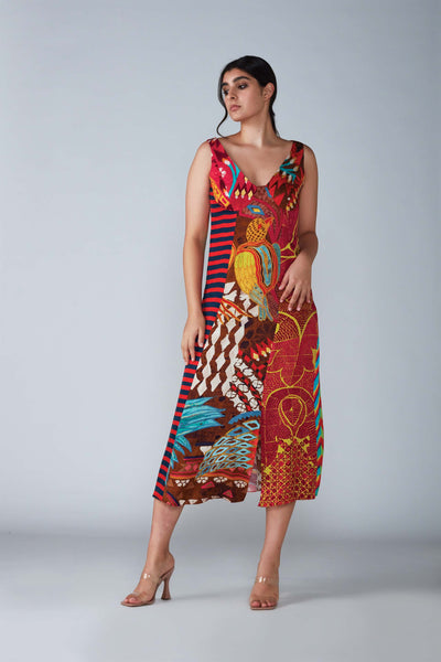 Saaksha & Kinni Abstract Multi Print Summer Dress indian designer womenswear fashion online shopping melange singapore