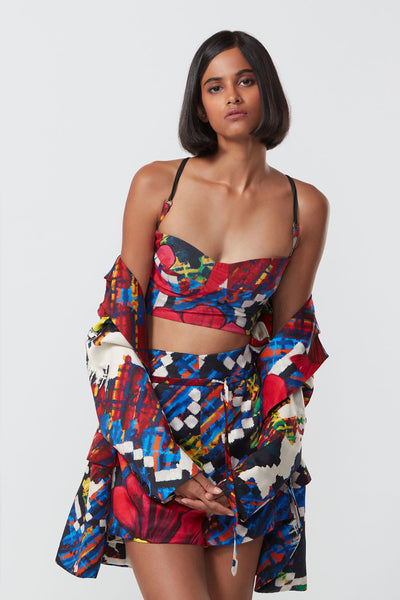 Saaksha and Kinni Abstract floral print blazer indian designer online shopping melange singapore