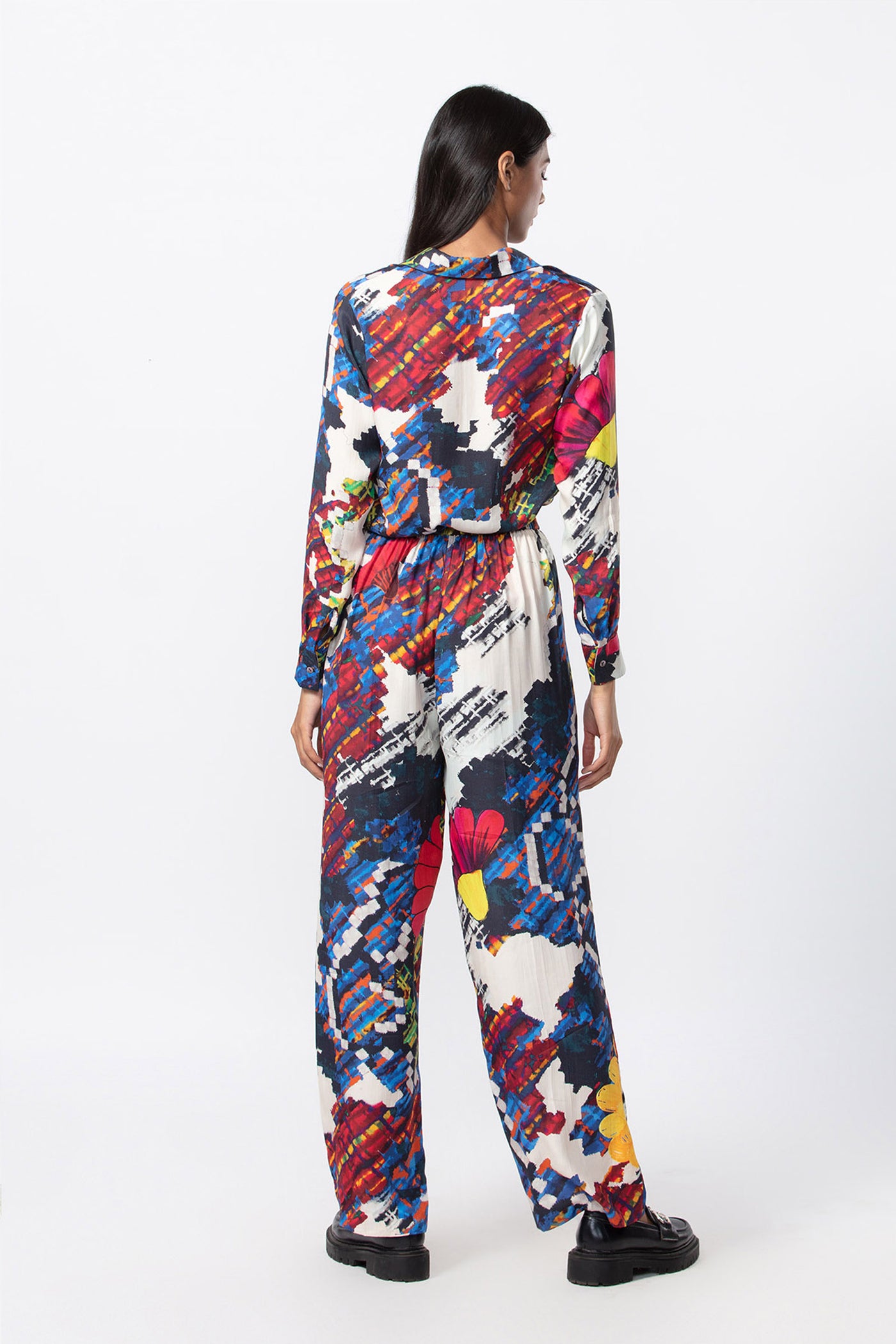 Saaksha and Kinni Abstract Floral Print Collared Shirt indian designer online shopping melange singapore