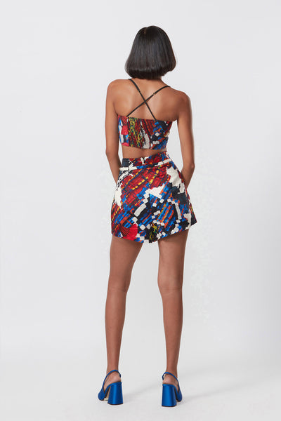 Saaksha and Kinni Abstract floral print high waist shorts indian designer online shopping melange singapore