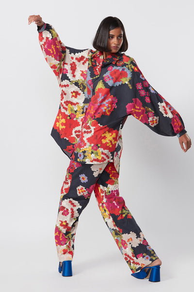 Saaksha and Kinni Abstract flroal print trousers indian designer online shopping melange singapore