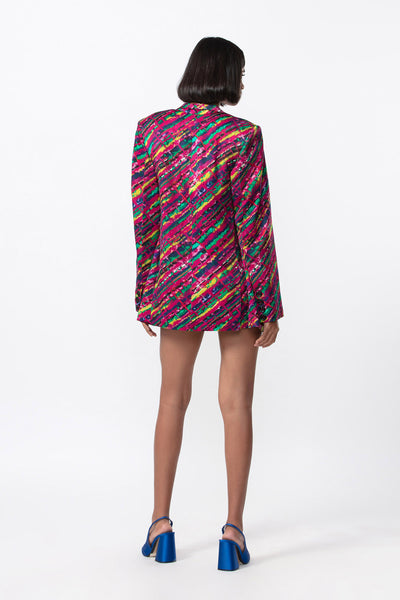 Saaksha and Kinni Abstract Leheriya Strapless  Mini Dress With Hand Pleats indian designer online shopping melange singapore