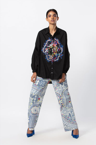 Saaksha and Kinni Abstract Print High Waist Jeans indian designer online shopping melange singapore