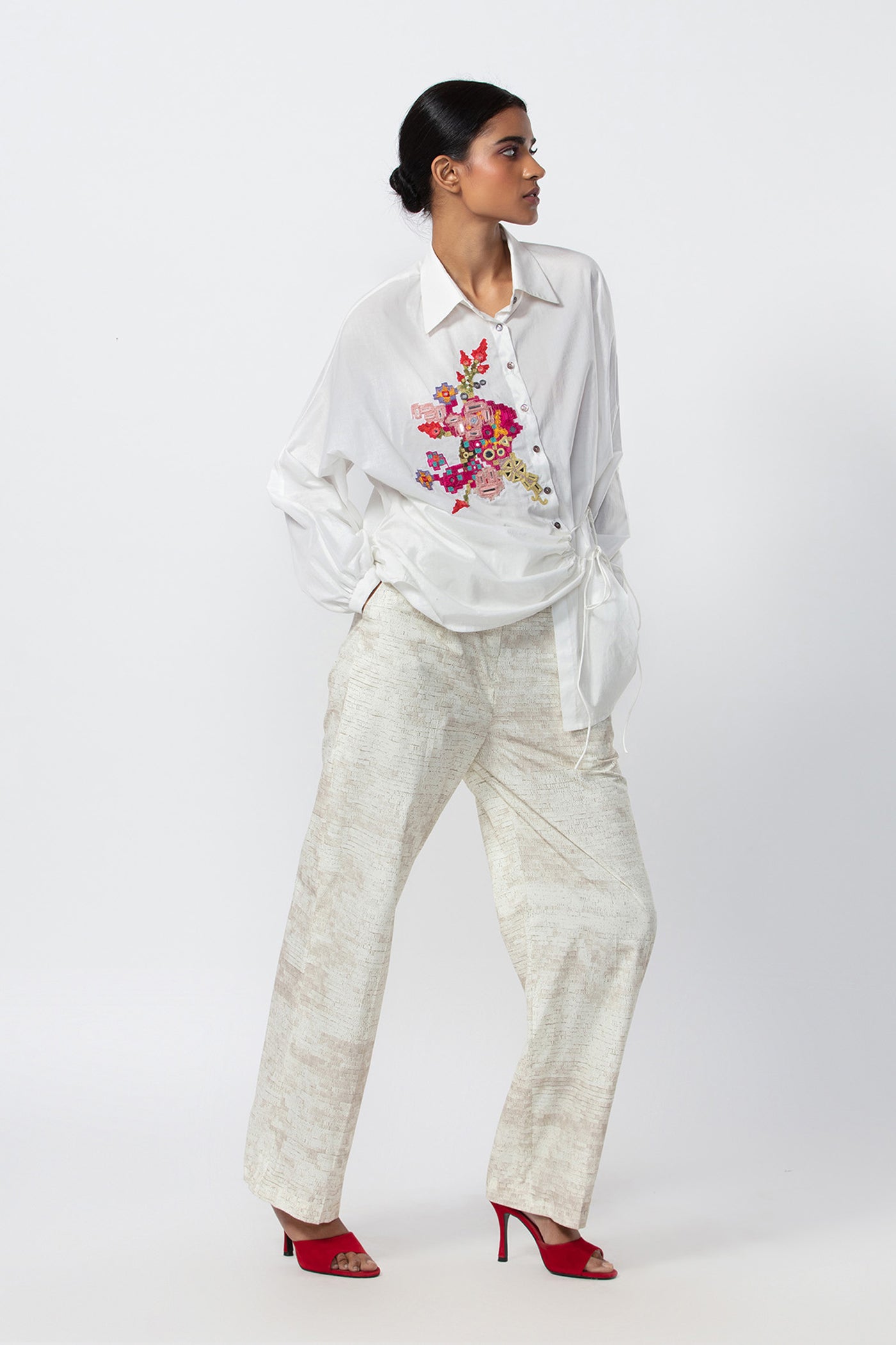 Saaksha and Kinni Abstract Print High Waist Trousers indian designer online shopping melange singapore