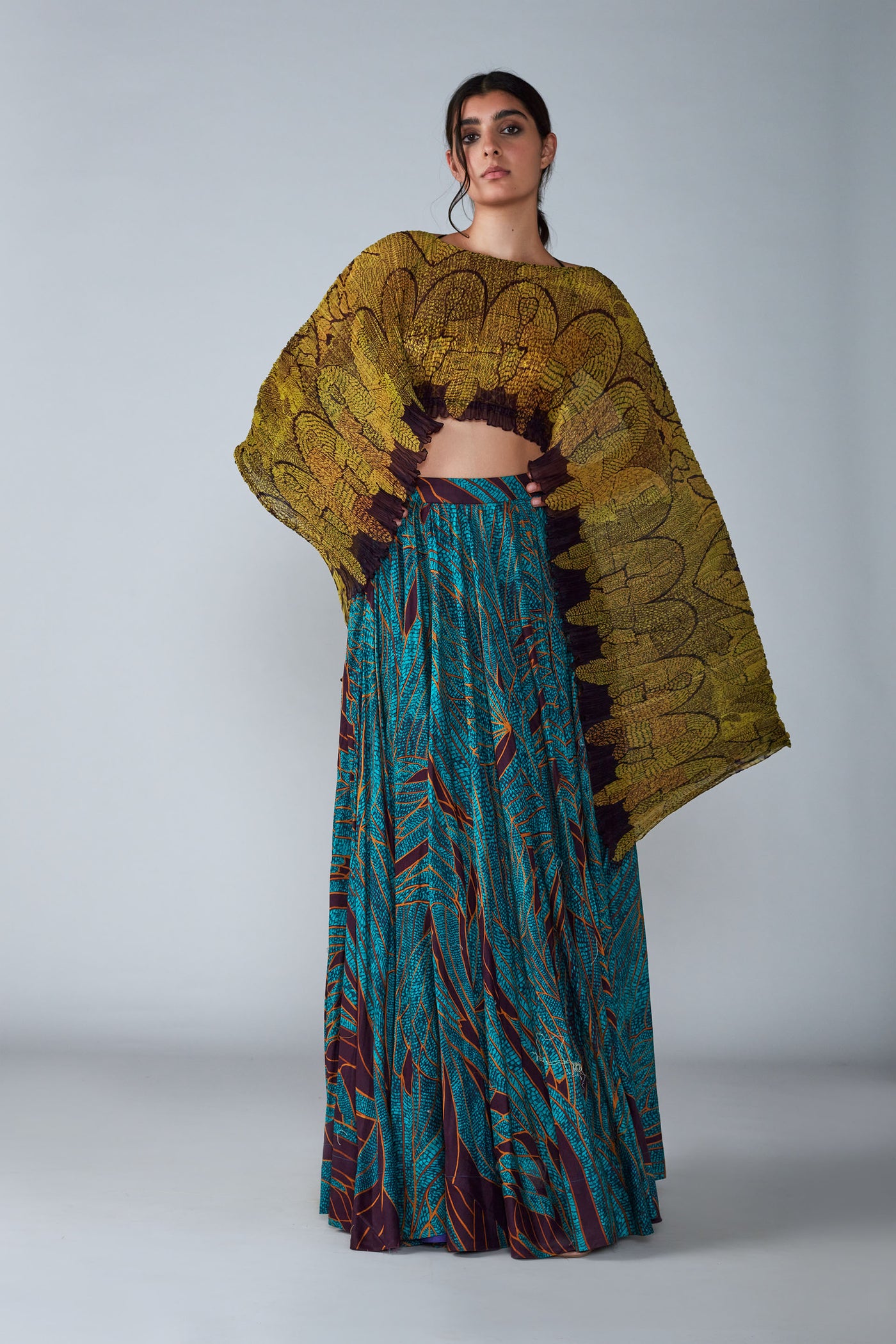 Saaksha and Kinni Abstract Tile Print Cape Dupatta western indian designer womenswear fashion online shopping melange singapore