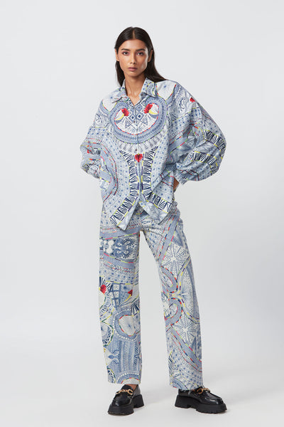 Saaksha and Kinni Batwing abstract print oversized shirt indian designer online shopping melange singapore