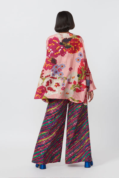 Saaksha and Kinni Batwing sleeve abstract floral print blouse pink indian designer online shopping melange singapore