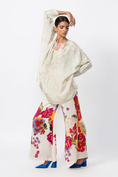 Saaksha and Kinni Batwing sleeve abstract print blouse indian designer online shopping melange singapore