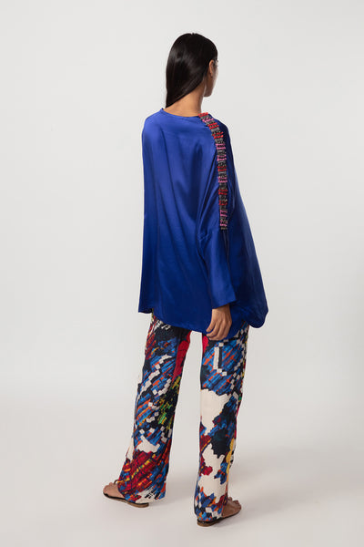 Saaksha and Kinni Batwing sleeve blouse blue indian designer online shopping melange singapore