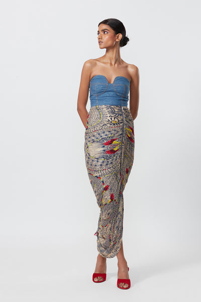 Saaksha and Kinni Corset style, hand micro pleated dress indian designer online shopping melange singapore