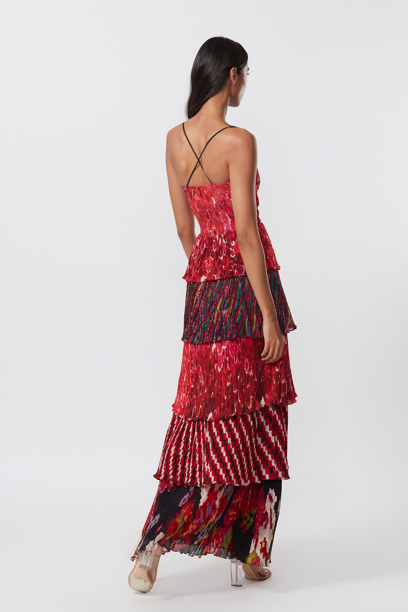 Saaksha and Kinni Five Tier Hand Micro Pleated Dress indian designer online shopping melange singapore