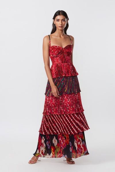 Saaksha and Kinni Five Tier Hand Micro Pleated Dress indian designer online shopping melange singapore