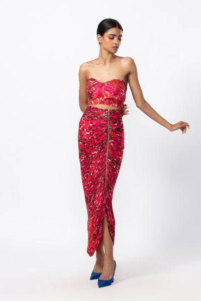 Saaksha and Kinni Floral Print Strapless Bustier indian designer online shopping melange singapore