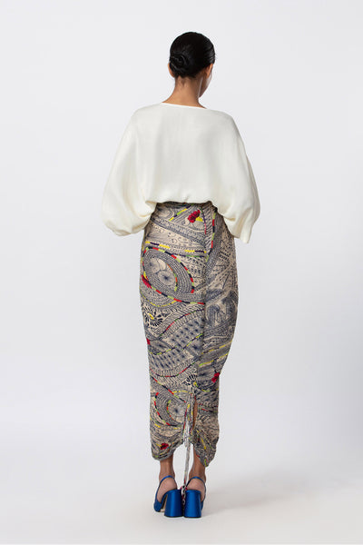 Saaksha and Kinni Hand Micro Pleated Skirt With Zipper Detailing indian designer online shopping melange singapore