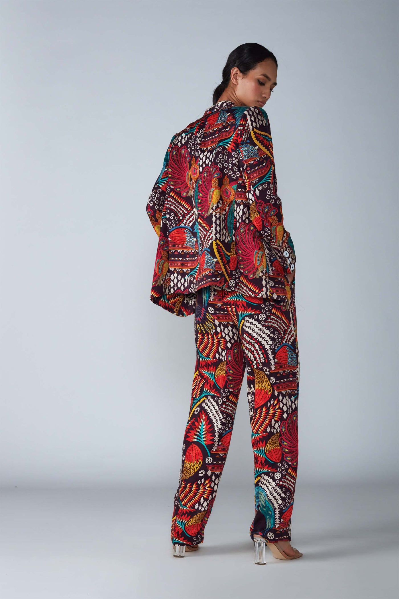 Saaksha & Kinni Abstract bird print blazer indian designer womenswear fashion online shopping melange singapore