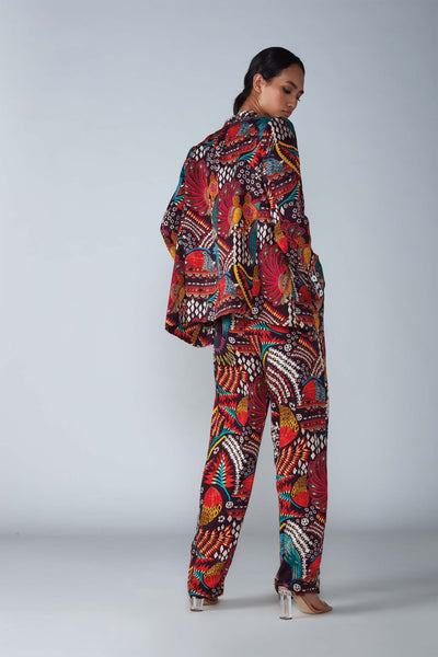 Saaksha & KinniAbstract Bird Print Trousers  indian designer womenswear fashion online shopping melange singapore