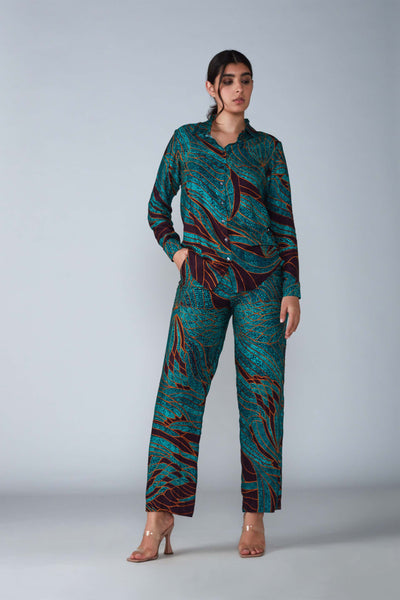 Saaksha & Kinni Abstract wing print collared shirt indian designer womenswear fashion online shopping melange singapore