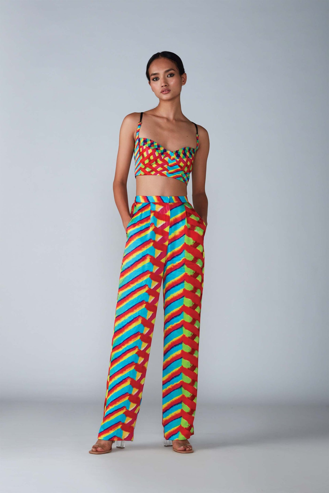Saaksha & Kinni Leheriya Print Bustier With Adjustable Straps indian designer womenswear fashion online shopping melange singapore
