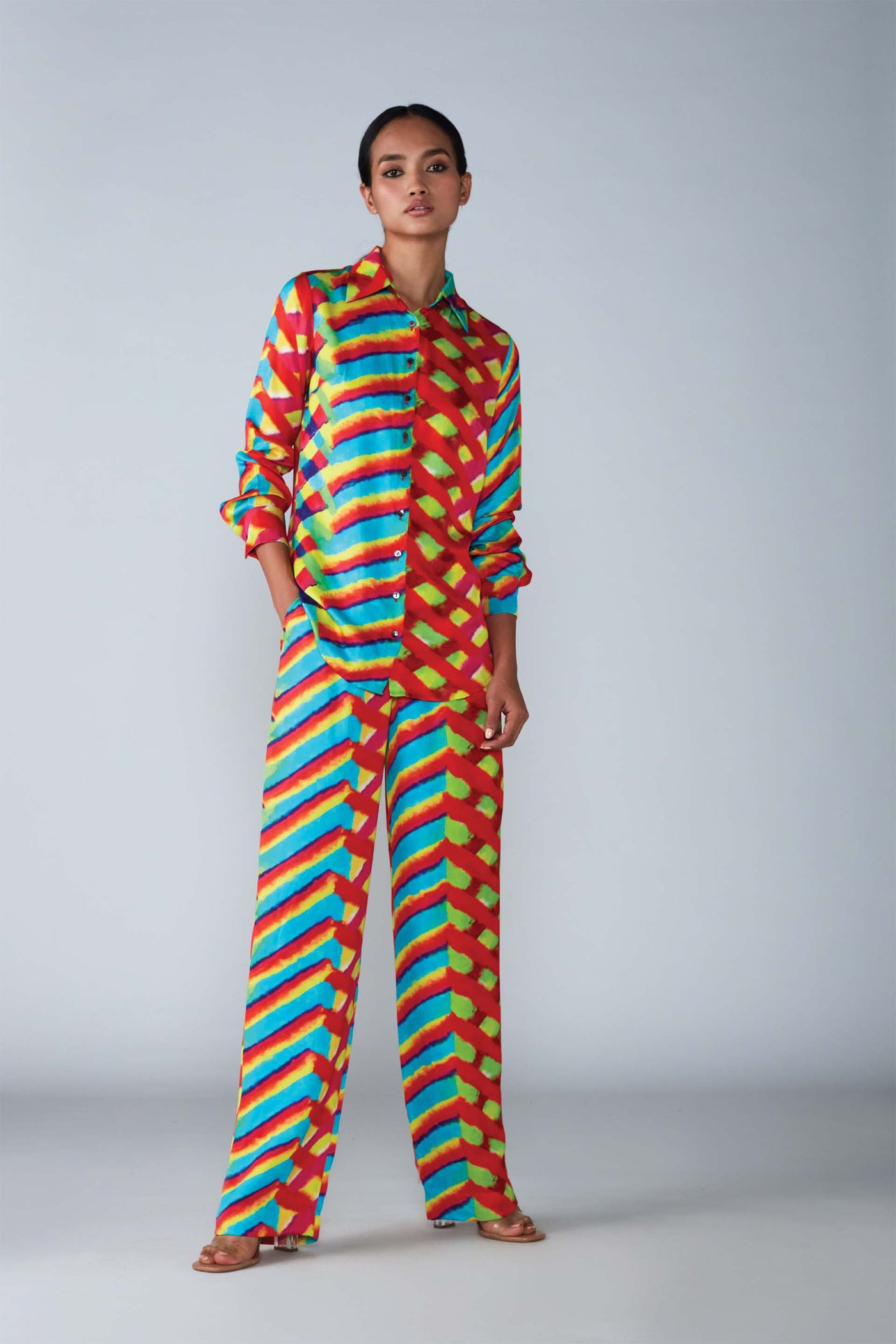 Saaksha & Kinni Leheriya Print Collared Shirt indian designer womenswear fashion online shopping melange singapore