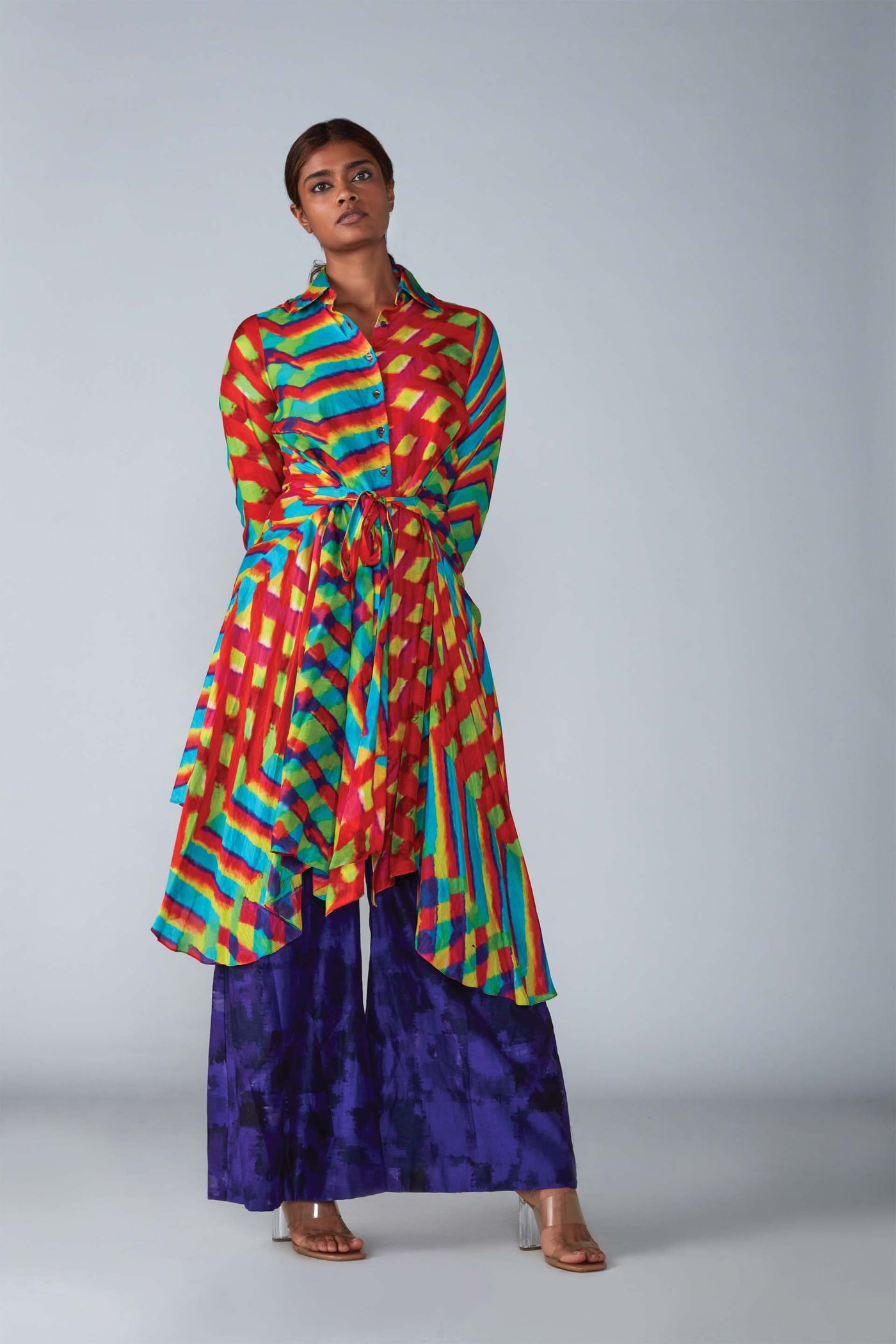 Saaksha & Kinni Leheriya Print Kurta With Attached Belt indian designer womenswear fashion online shopping melange singapore