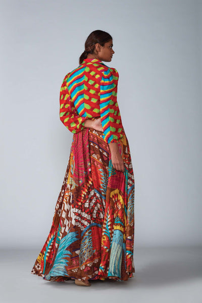 Saaksha & Kinni Abstract Bird Print Lehenga indian designer womenswear fashion online shopping melange singapore