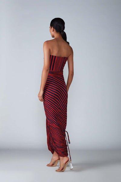 Saaksha & Kinni Stripe Print Micro Pleated Skirt With Zipper Detailing indian designer womenswear fashion online shopping melange singapore