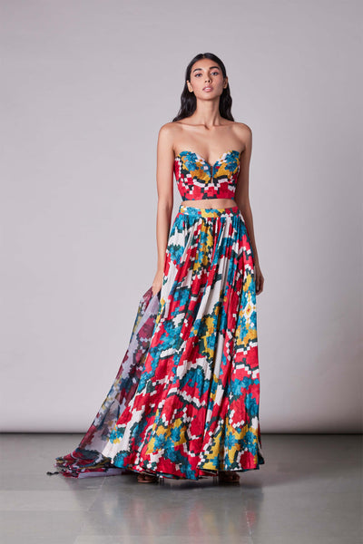 Saaksha & Kinni Ikat Print Sweetheart Neckline Bralette multicolor indian designer wear online shopping melange singapore