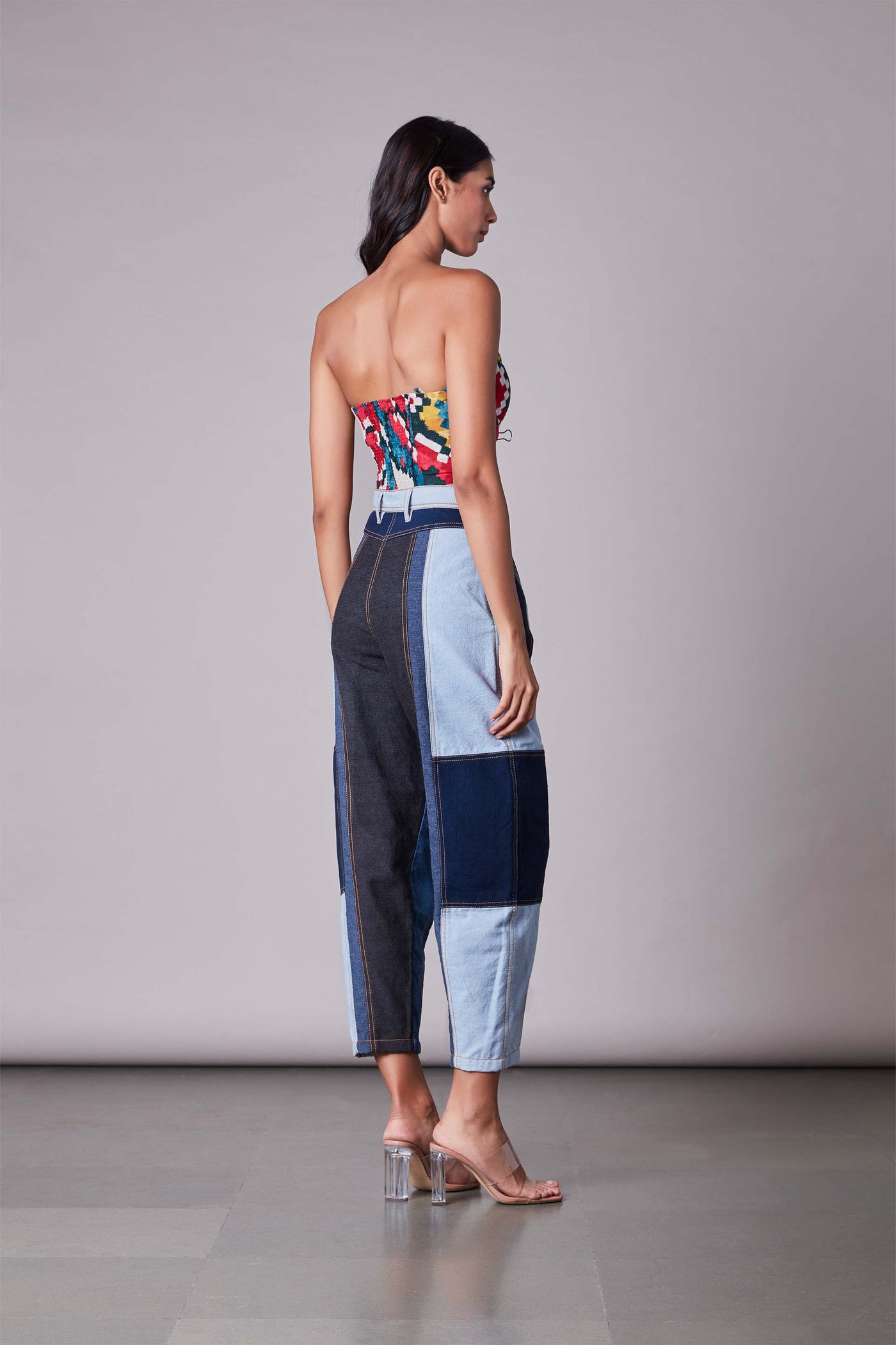 Saaksha & Kinni Ikat Print Bustier multicolor western indian designer wear online shopping melange singapore