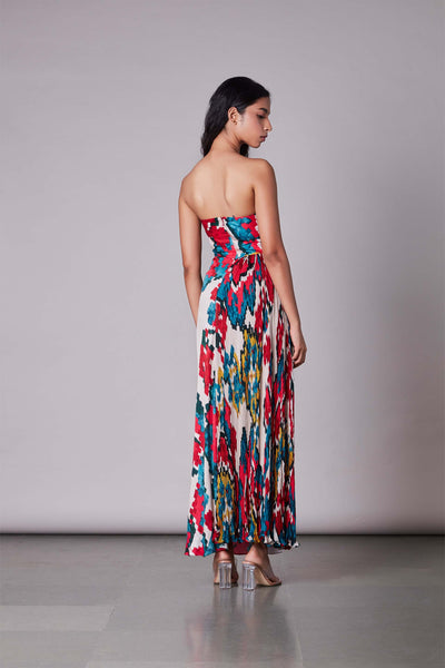 Saaksha & Kinni Ikat Print Multi Maxi Dress multicolor western indian designer wear online shopping melange singapore